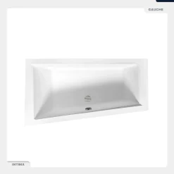 Baignoire asymétrique - 160 x 90 cm - Gauche - avec Habillage - Pieds - Vidage Chrome - INTIMA