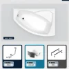 Baignoire asymétrique - 170 x 110 cm - Droite - avec Habillage - Pieds - Vidage Chrome - RIMA