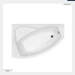 Baignoire asymétrique - 140 x 90 cm - Gauche - sans Habillage - avec Pieds - Vidage Chrome - RIMA