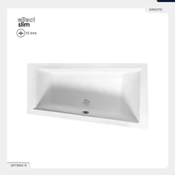 Baignoire asymétrique - 160 x 90 cm - Droite - avec Habillage - Pieds - Vidage Chrome - INTIMA SLIM