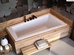 Baignoire asymétrique - 160 x 90 cm - Droite - avec Habillage - Pieds - Vidage Chrome - INTIMA SLIM