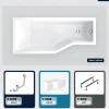 Baignoire asymétrique - 170 x 75 cm - Gauche - avec Tablier - Pieds - Vidage Chrome - INTEGRA