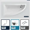 Baignoire asymétrique - 140 x 70 cm - Gauche - avec Habillage - Pieds - Vidage Chrome - PRAKTIKA