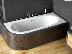 Baignoire asymétrique - 150 x 75 cm - Droite - sans Habillage - avec Pieds - Vidage Chrome - AVITA SLIM