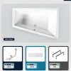 Baignoire asymétrique - 180 x 125 cm - Droite - avec Tablier - Pieds - Vidage Chrome - INTIMA DUO