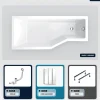 Baignoire asymétrique - 170 x 75 cm - Gauche - sans Habillage - avec Pieds - Pare Baignoire 3 Volets - Vidage Chrome - INTEGRA