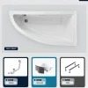 Baignoire asymétrique - 150 x 70 cm - Droite - avec Habillage - Pieds - Vidage Chrome - PRAKTIKA