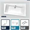 Baignoire asymétrique - 160 x 100 cm - Droite - avec Tablier Blanc - Pieds - Vidage Chrome - INFINITY