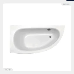 Baignoire asymétrique - 150 x 70 cm - Gauche - sans Habillage - avec Pieds - Vidage Chrome - MILENA