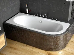 Baignoire asymétrique - 180 x 80 cm - Gauche - sans Habillage - avec Pieds - Vidage Chrome - AVITA SLIM