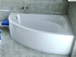 Baignoire asymétrique - 140 x 80 cm - Droite - sans Habillage - avec Pieds - Vidage Chrome - CORNEA