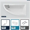Baignoire asymétrique - 140 x 70 cm - Droite - avec Tablier - Pieds - Vidage Chrome - PRAKTIKA