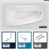 Baignoire asymétrique - 150 x 80 cm - Gauche - avec Tablier - Pieds - Vidage Chrome - LUNA