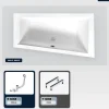 Baignoire asymétrique - 160 x 90 cm - Droite - sans Habillage - avec Pieds - Vidage Chrome - INTIMA SLIM