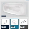 Baignoire asymétrique - 150 x 80 cm - Droite - avec Tablier - Pieds - Vidage Chrome - LUNA