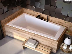 Baignoire asymétrique - 150 x 85 cm - Gauche - sans Habillage - avec Pieds - Vidage Chrome - INTIMA SLIM