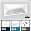 Baignoire asymétrique - 150 x 85 cm - Gauche - avec Tablier - Pieds - Vidage Chrome - INTIMA