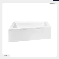 Baignoire asymétrique - 150 x 85 cm - Gauche - avec Tablier - Pieds - Vidage Chrome - INTIMA