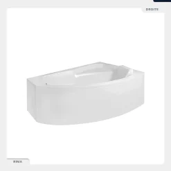 Baignoire asymétrique - 140 x 90 cm - Droite - sans Habillage - avec Pieds - Repose-tête - Vidage Chrome - RIMA