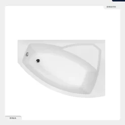 Baignoire asymétrique - 150 x 95 cm - Droite - sans Habillage - avec Pieds - Vidage Chrome - RIMA