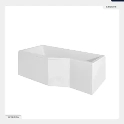 Baignoire asymétrique - 150 x 75 cm - Gauche - sans Habillage - avec Pieds - Vidage Chrome - INTEGRA
