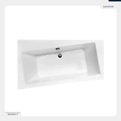 Baignoire asymétrique - 170 x 110 cm - Gauche - sans Habillage - avec Pieds - Vidage Chrome - INFINITY