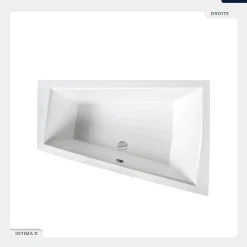 Baignoire asymétrique - 170 x 125 cm - Droite - sans Habillage - avec Pieds - Étagère bambou - Vidage Chrome - INTIMA DUO