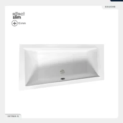 Baignoire asymétrique - 160 x 90 cm - Gauche - avec Habillage - Pieds - Vidage Chrome - INTIMA SLIM