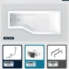 Baignoire asymétrique - 150 x 75 cm - Droite - avec Habillage - Pieds - Vidage Chrome - INTEGRA