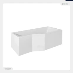 Baignoire asymétrique - 150 x 75 cm - Droite - avec Habillage - Pieds - Vidage Chrome - INTEGRA