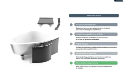 Baignoire asymétrique - 150 x 75 cm - Droite - avec Habillage - Pieds - Vidage Chrome - INTEGRA