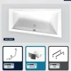 Baignoire asymétrique - 150 x 85 cm - Droite - avec Habillage - Pieds - Vidage Chrome - INTIMA