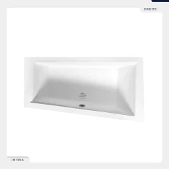 Baignoire asymétrique - 150 x 85 cm - Droite - avec Habillage - Pieds - Vidage Chrome - INTIMA