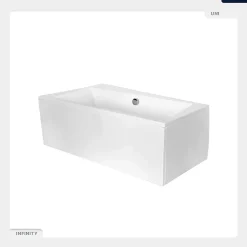Baignoire asymétrique - 150 x 90 cm - Gauche - sans Habillage - avec Pieds - Vidage Chrome - INFINITY