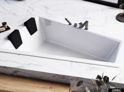 Baignoire Asymétrique à Encastrer - 180 x 125 cm - GAUCHE - INTIMA DUO SLIM - 2 REPOSE-TÊTES OFFERTS