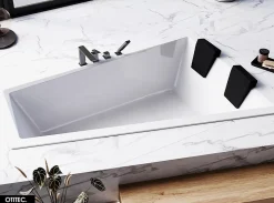 Baignoire Asymétrique à Encastrer - 170 x 125 cm - DROITE - INTIMA DUO SLIM - 2 REPOSE-TÊTES OFFERTS