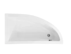 Baignoire asymétrique + tablier noir + repose tête - PRAKTIKA - 150 x 70 cm - Gauche