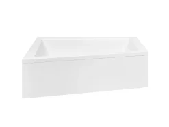Baignoire asymétrique + tablier blanc + repose tête - INTIMA - 160 x 90 cm - Gauche