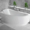 Baignoire asymétrique + tablier blanc + repose tête - PRAKTIKA - 140 x 70 cm - Gauche