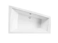 Baignoire asymétrique + tablier blanc + repose tête - INTIMA DUO - 170 x 125 cm - Gauche