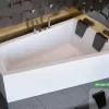 Baignoire asymétrique + tablier blanc + repose tête - INTIMA DUO - 180 cm x 125 cm - Droite