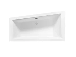 Baignoire asymétrique + tablier blanc + repose tête - INTIMA - 150 x 85 cm - Droite