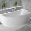 Baignoire asymétrique + tablier blanc + repose tête - PRAKTIKA - 150 x 70 cm - Droite