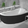 Baignoire asymétrique + tablier noir + repose tête - PRAKTIKA - 140 x 70 cm - Droite