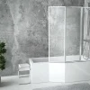 Baignoire asymétrique 170 x 75 Droite INTEGRA acrylique blanc + avec Tablier + Écran + Pieds + Vidage à chromé