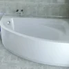 Baignoire asymétrique 140 x 80 Droite CORNEA acrylique blanc + avec Tablier + Pieds + Vidage à chromé