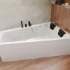 Baignoire asymétrique 170 x 125 Droite INTIMA acrylique blanc, sans Habillage + Repose Tête + Pieds + Vidage à chromé