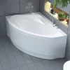 Baignoire asymétrique 160 x 100 Gauche MAREA acrylique blanc + avec Tablier + Pieds + Vidage à chromé