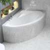 Baignoire asymétrique 160 x 100 Droite MAREA acrylique blanc + Habillage en polystyrène + Pieds + Vidage à chromé