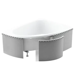 Baignoire asymétrique 170 x 75 Droite INTEGRA acrylique blanc + Habillage en polystyrène + Pieds + Vidage à chromé